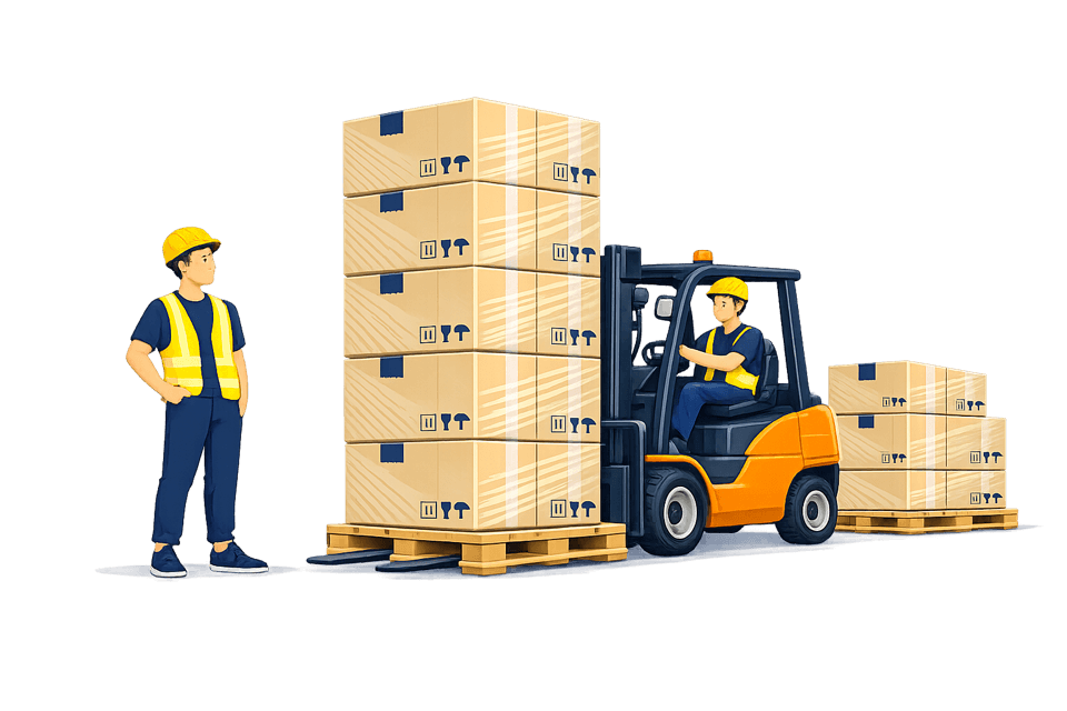 Spedizione di un pallet fissato su bancale EPAL